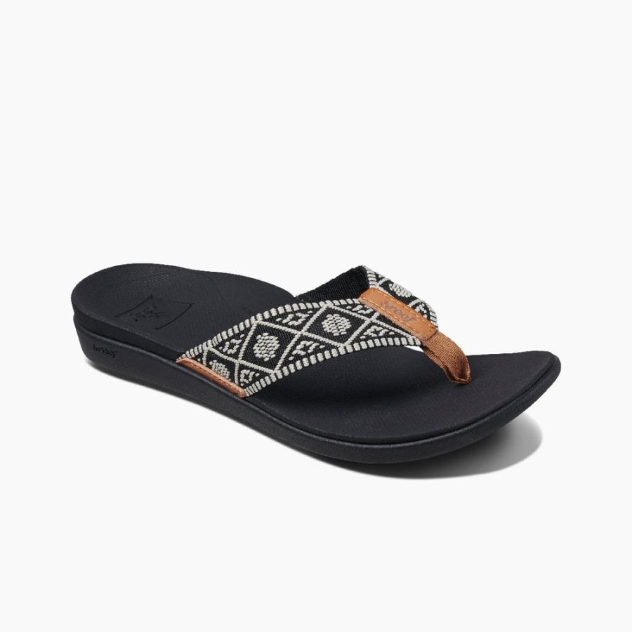 Reef | Women's Ortho Woven Sandals in Black/White Item-ID 29qcuG - Click Image to Close
