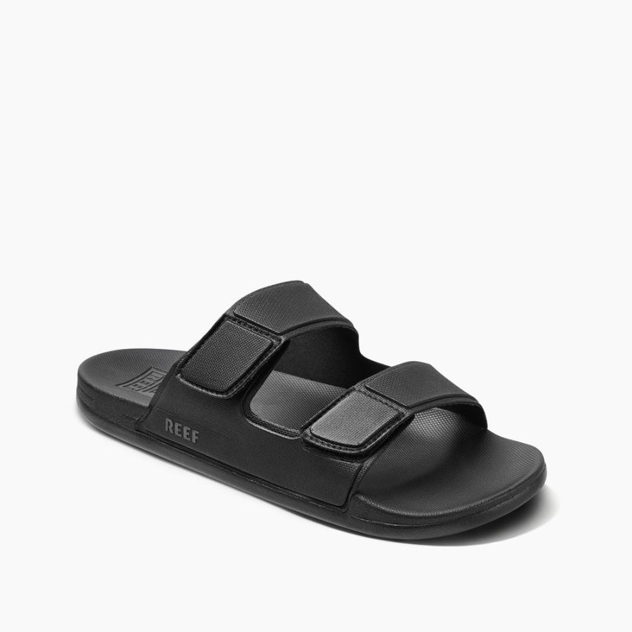 Reef | Men's Cushion Tradewind Vegan Leather Slides in Black Ite